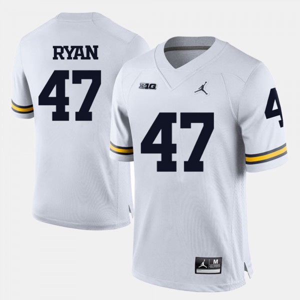 University of Michigan #47 Men Jake Ryan Jersey White College Football Stitched